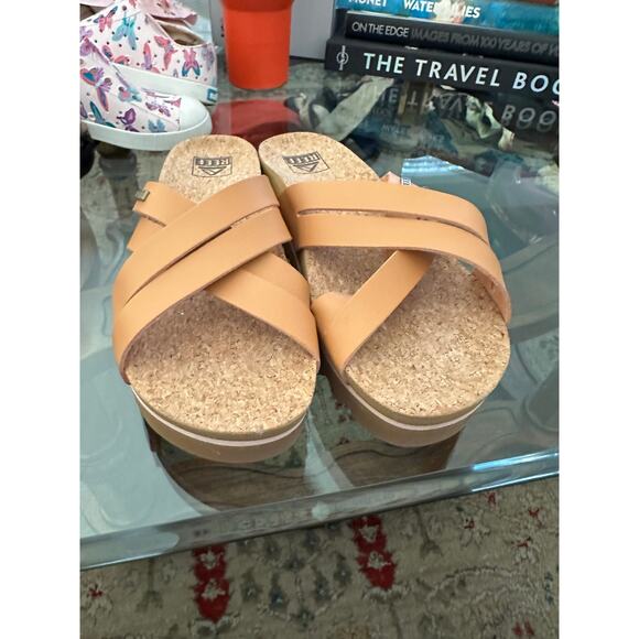 Reef Women's Brown Kaia Cross Cushion Bloom Hi Flip Flop Sandals Size 8 - Picture 5 of 5